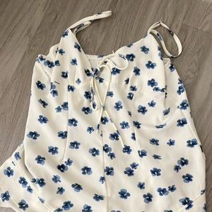 Princess Polly blue and white flower romper